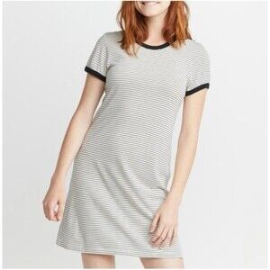 Marine Layer Reese T-Shirt Dress Women's S Black White Striped Coastal Preppy